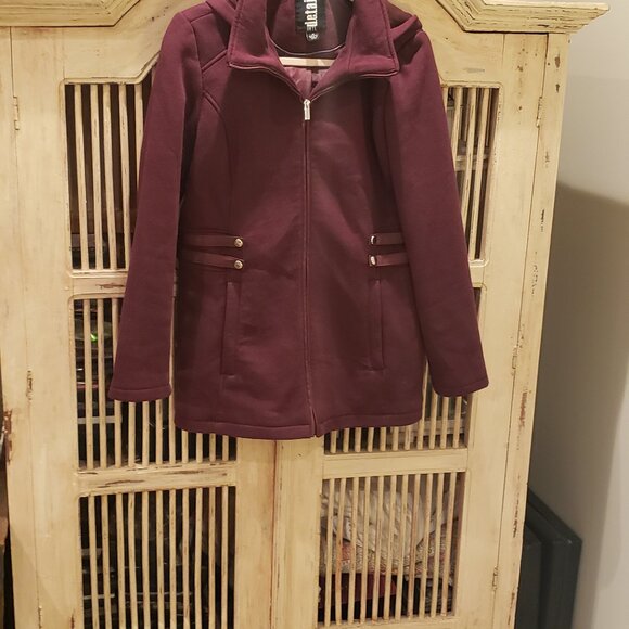 D.E.T.A.I.L.S. INT Cotton Poly Hooded Plum Colored Coat - Picture 5 of 10